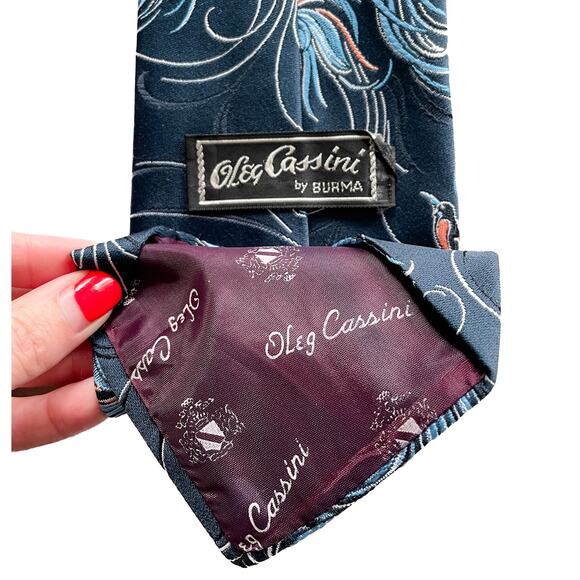 Vintage Oleg Cassini retro ultrawide tropical bird of paradise tie 4.5" w - Picture 3 of 5